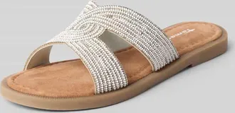 Tamaris Tamaris Pantoletten aus echtem Leder in Silber, Gr&ouml;&szlig;e 36