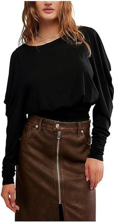 Free People Moxie Long Sleeve Womens Clothing Black : LG (Womens 12-14), Elastane/Polyester/Silk