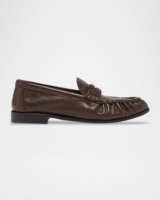 Saint Laurent Men & apos;s Le Loafer Creased Leather Mules