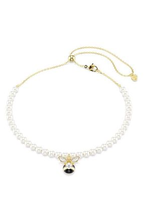 Swarovski Idyllia Bee Pendant Faux Pearl Choker Necklace in Gold/Multi at Nordstrom