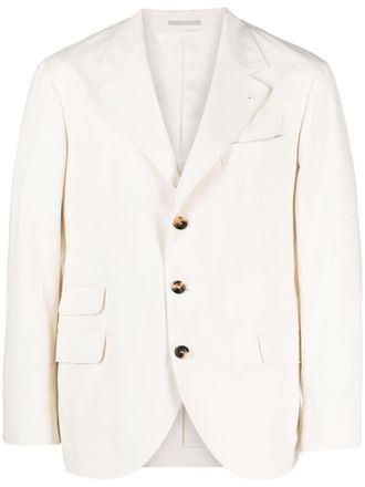 Brunello Cucinelli single-breasted blazer - men - Cupro/Cashmere/Cotton/Spandex/Elastane - 50 - Neutrals