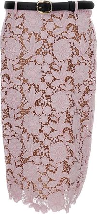Self Portrait Floral Lace Midi Skirt