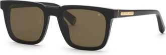 Philipp Plein Spp 212 0700 Zonnebrillen - Heren - Zonnebrillen - Zwart - 55 MM - Accessoires