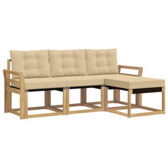 vidaXL Conjunto De Sof&aacute;s De Exterior Con Coj&iacute;n 4 Pcs Y Beige Vidaxl