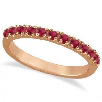 Allurez Lab Ruby Stackable Ring Guard Band 14K Rose Gold (0.37ct)