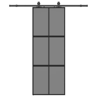 Berkfield Home Sliding Door with Hardware Set Black 76x205 cm Tempered Glass