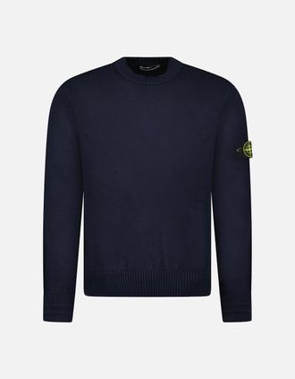 Stone Island Mens Stone Island Thick Knitted Compass-Badge Sweater in Navy Blue - Size: 42