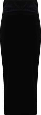 Alberta Ferretti Velvet Fitted Back Slit Midi Skirt