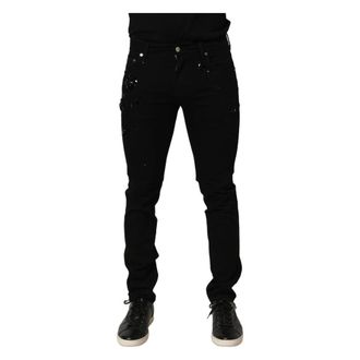 Dolce & Gabbana Embellished Cotton Skinny Jeans - male - Dolce & Gabbana - Slim Fit Jeans - Black - M - Jeans