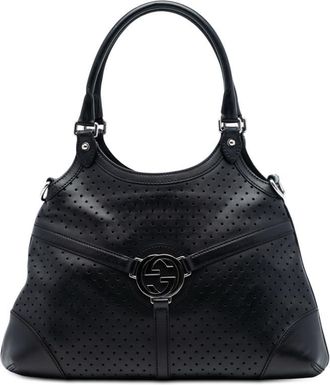 Gucci Pre-owned Gucci Perforated Calfskin Interlocking G Reins Satchel Ladies 114875 002404