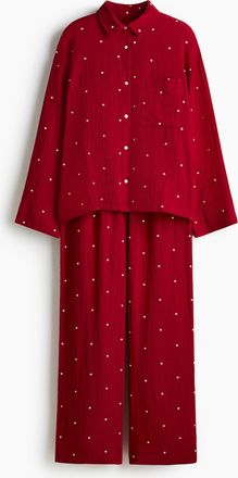 H&M Pyjama aus Baumwollmusselin - Red