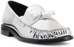 Stuart Weitzman Lottie Bow Loafer in Silver at Nordstrom Rack, Size 10