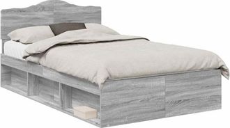 vidaXL Estructura De Cama Con Cabecera Gris Sonoma 135 X 190 Cm Vidaxl