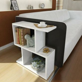 Dmora Dmora - Mesa De Caf&eacute; Sadira, Mesa De Centro Baja, Revistero Para Sof&aacute;, Estante De La Sala De Estar, 50x18h55 Cm, Blanco, Con Embalaje Reforzado