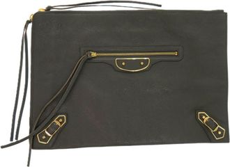 Balenciaga Gray Leather Leather Clutch Bag (Pre-Owned)