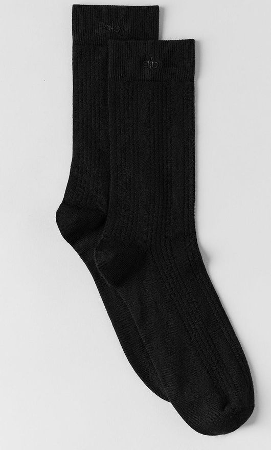 | Cashmere Mesh Socks in Black, Size: Medium