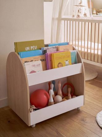 Vertbaudet B&uuml;cher- und Spielzeugregal auf Rollen Kinderzimmer wei&szlig;