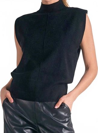 Elan Sadie Sleeveless Sweater In Black