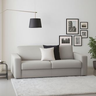 Dmora Sof&aacute; Fijo Dgunte, Gran Sof&aacute; De 2 Plazas, 100% Made In Italy, Sof&aacute; Sala De Estar, En Tela Acolchada, Con Reposabrazos Delgados, Cm 180x95h90, Gris - Dm