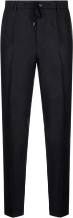 PESERICO Broeken, Heren, Blauw, L, Leer, Geplooide Broek met Trekkoord