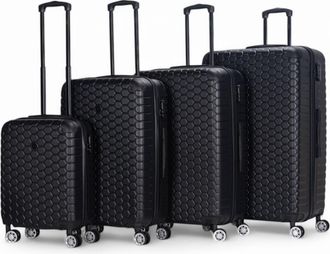 Infinity Leather Uitbreidbare zwarte harde ABS 8-wiel bagage reiskofferset voor handbagage en vakantie