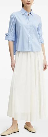 BOSS pinstripe embroidered shirt - women - Cotton/Polyamide/Elastane - 38 - Blue