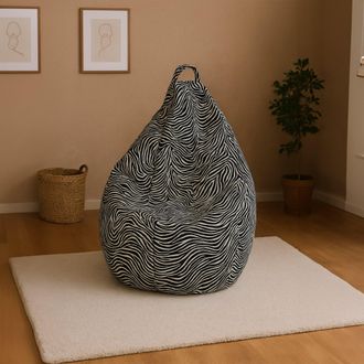 Talamo Italia Dmora Pouf Avec Motif z&egrave;bre, Noir Et Blanc, Dimensions 80 X 120 X 80 Cm
