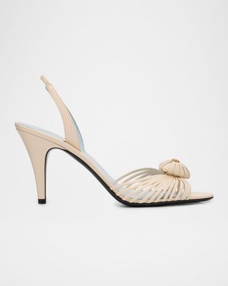 Valentino Garavani 85mm Royal Heart VLogo Leather Slingback Sandals