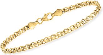 RS Pure by Ross-Simons Italian 14kt Yellow Gold Bismark-Link Bracelet