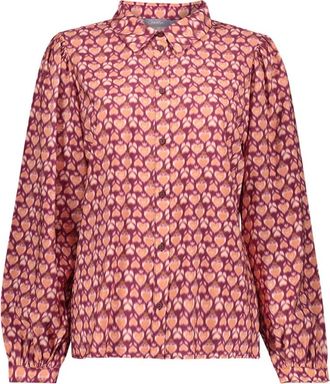 Geisha Blouse met grafische print en klassieke kraag - Dames - Blouses & Shirts - Veelkleurig - Maat: XL Viscose