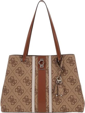 Guess Bruine Shopper Tas met Ritssluiting - Dames - Schoudertassen - Bruin - ONE Size - Leer - Tassen