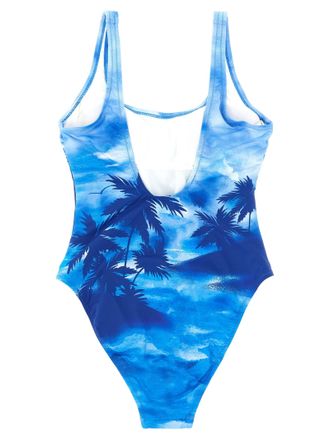 Polo Ralph Lauren Tropical Palm Print One-Piece Swimsuit - Blue
