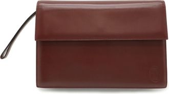 Cartier Bordeaux Red Color Leather Clutch Bag (Pre-Owned)