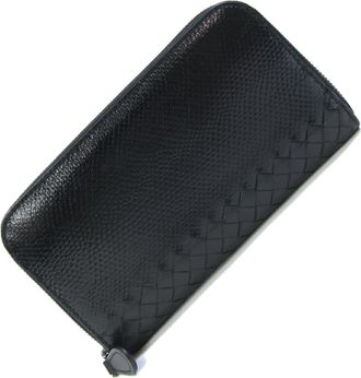 Bottega Veneta Black Leather Long Wallet (Bi-Fold) (Pre-Owned)