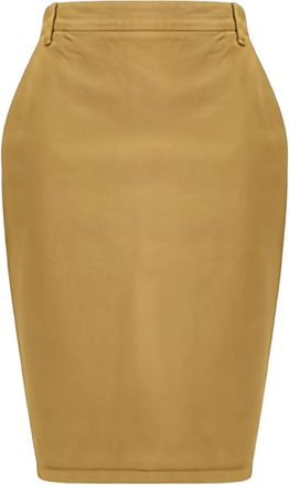 Saint Laurent rear-slit cotton midi skirt - Yellow