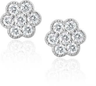 The Diamond Store Lab Diamond Cluster Flower Earrings 0.25ct set in 9K White Gold