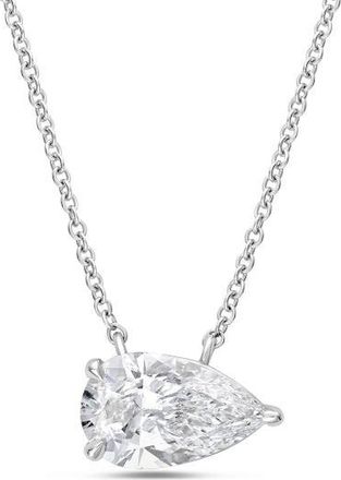 Diana M. Jewels 14kt white gold lab grown pear shape east west diamond pendant weighing 12.00 ct in a prong setting
