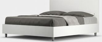 ITYhome Cama Doble Francesa 140x190 Cabecero Recto Madera Blanca Demas