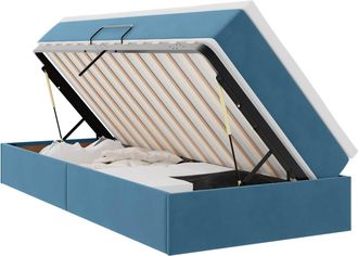 vidaXL Letto Con Contenitore E Materasso Blu Scuro 90 X 190 Cm Velluto Vidaxl