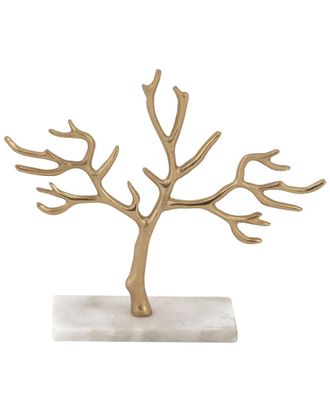 CosmoLiving by Cosmopolitan Cosmoliving By Cosmopolitan Tree Gold Marble Jewelry Stand With Rectangular Base