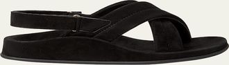 Loro Piana Hector Suede Crisscross Flat Sandals