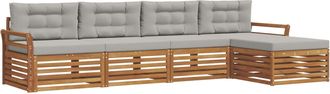 vidaXL Conjunto De Sof&aacute;s De Exterior 5 Uds. Gris Natural Y Claro Vidaxl