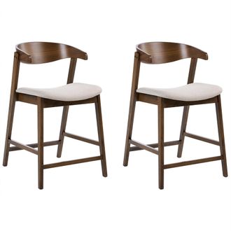 Beliani Conjunto De 2 Sillas De Bar Estilo Tradicional Con Asiento Tapizado Marr&oacute;n Oscuro Y Gris Pardo Lilly