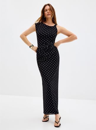 Ever New Womens Karina asymmetrical collar long mesh dress