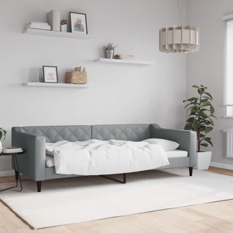 vidaXL Sof&aacute; Cama Sin Colch&oacute;n Tela Gris Claro 90x200 Cm Vidaxl