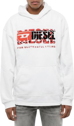 Diesel White Graphic Logo Hoodie