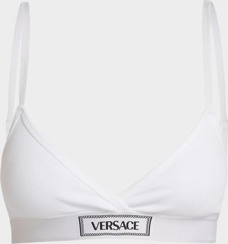 Versace Rib-Knit Logo Bralette
