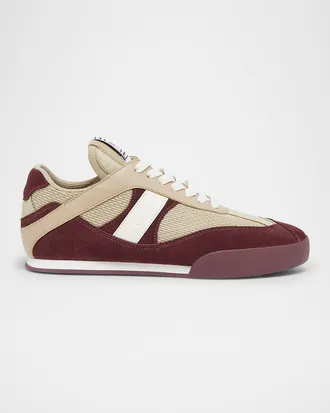 Chlo&eacute; Kick Mixed Leather Retro Low-Top Sneakers