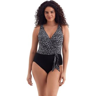 Longitude Belted Surplice Long Torso One-Piece Swimsuit in Second Wave at Nordstrom, Size 10