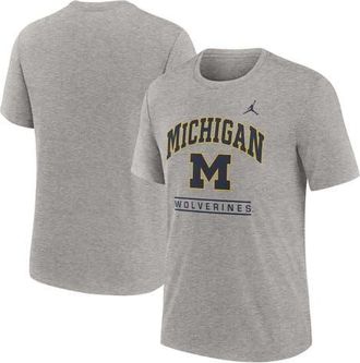 Jordan Brand Mens Jordan Brand Heather Gray Michigan Wolverines Arch Over Logo Tri-Blend T-Shirt at Nordstrom, Size Medium